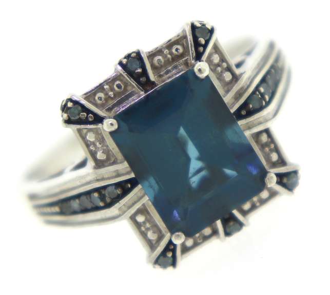London Blue Topaz & IR Blue Diamond Ring