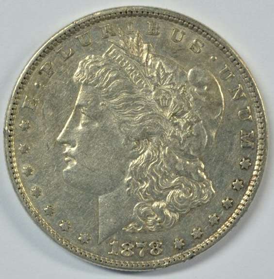 Scarcer 1878-P 8TF Morgan Silver Dollar. Upper end