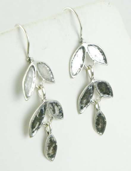 Silpada Long Sterling Leaf Earrings