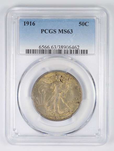 MS63 1916 Walking Liberty Half Dollar - Graded PCGS