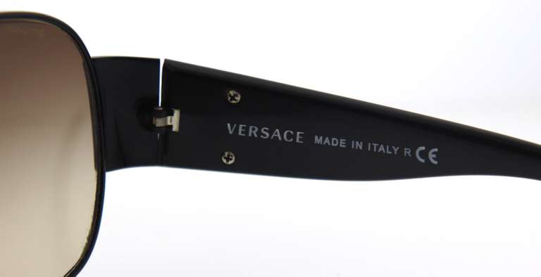 Versace Black Metal Acetate Medusa Sunglasses