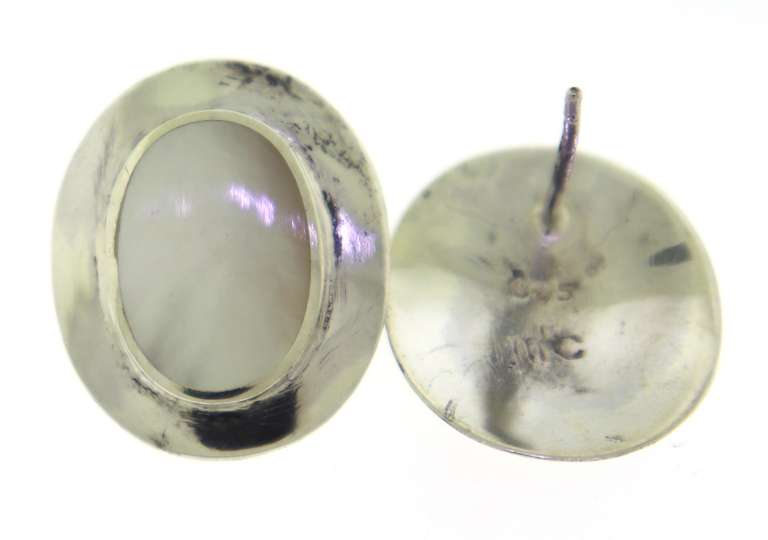Sterling Silver Oval Mop Earrings