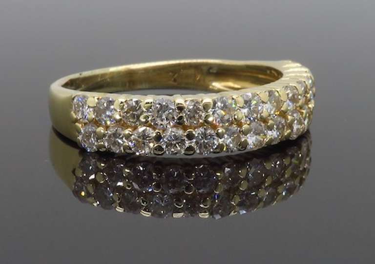 14K Two Row Diamond Band