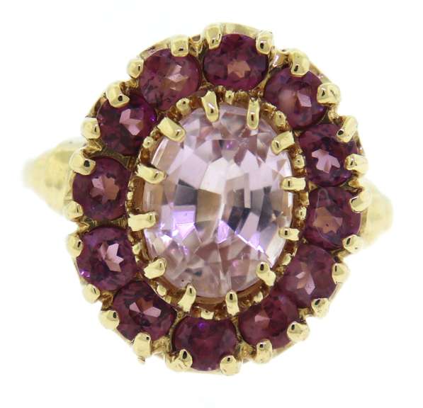 Stunning Kunzite with Topaz Halo Ring