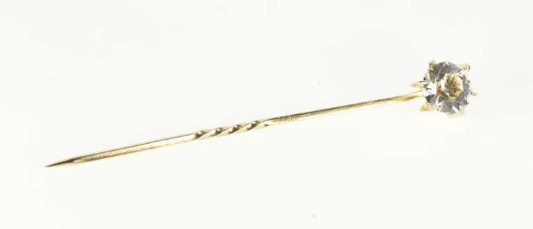 Gold Filled Retro Round Cubic Zirconia Solitaire Stick Pin