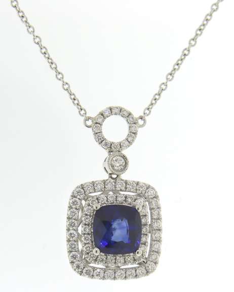 Charming Blue Sapphire & Diamond Necklace