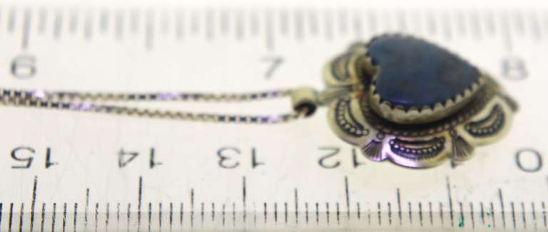 Serling Silver Blue Gemstone Heart Shaped Necklace