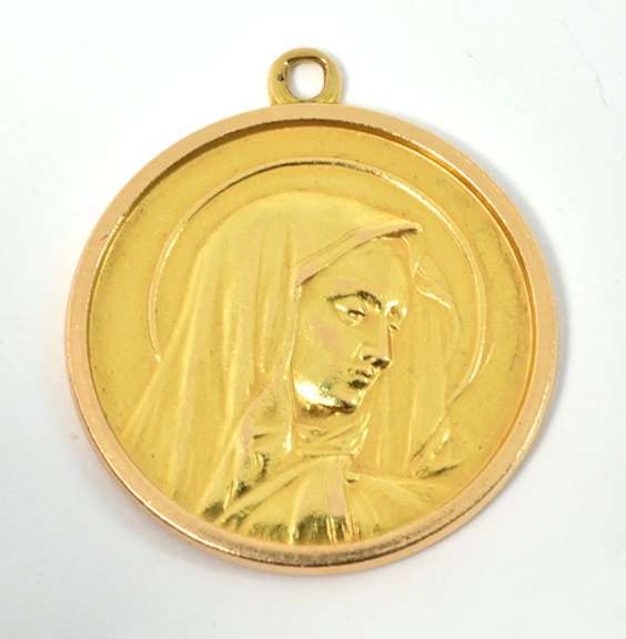 Large and Heavy 18k Religious Medal