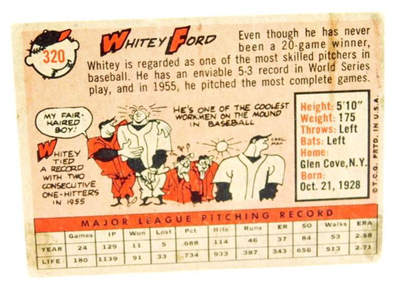 1958 Whitey Ford Topps #320 Baseball Card
