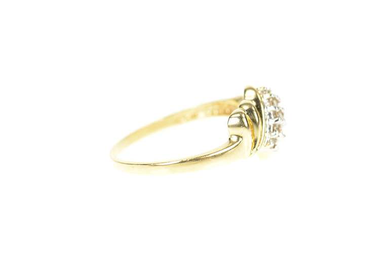 14K Yellow Gold Squared Diamond Cluster Bypass Statement Ring