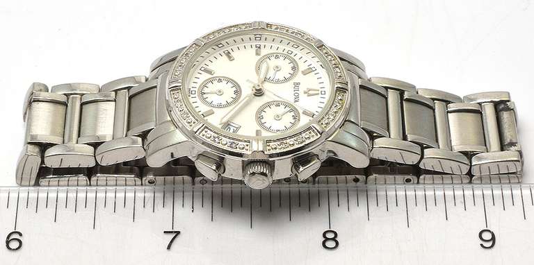 Bulova Chronograph Watch w/ Diamond Accents