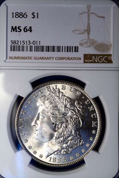 1886 Morgan Silver Dollar, MS64 NGC