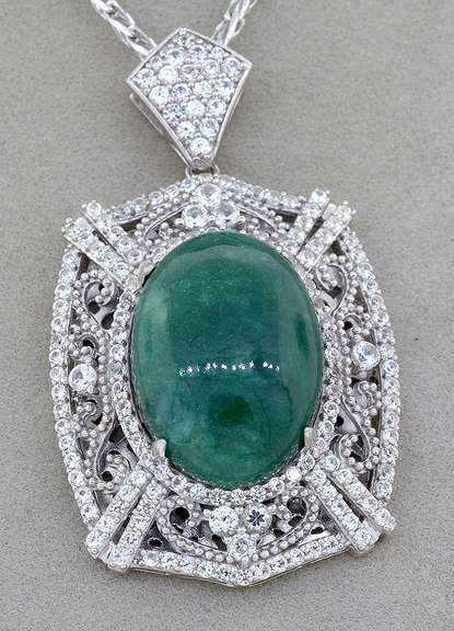 Exquisite Massive 28.44CTW Emerald & Sapphire Necklace in Sterling Silver