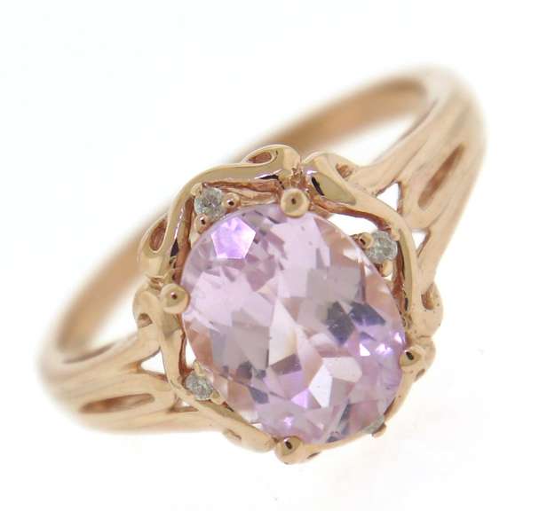 Pretty Kunzite & Diamond Accent Ring