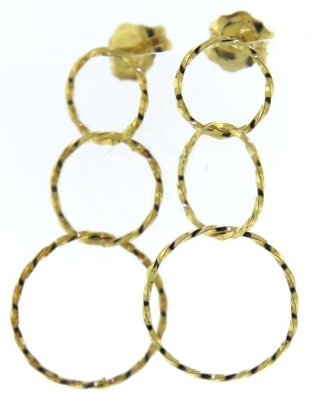 Cute Yellow Gold Circle Drop Earrings