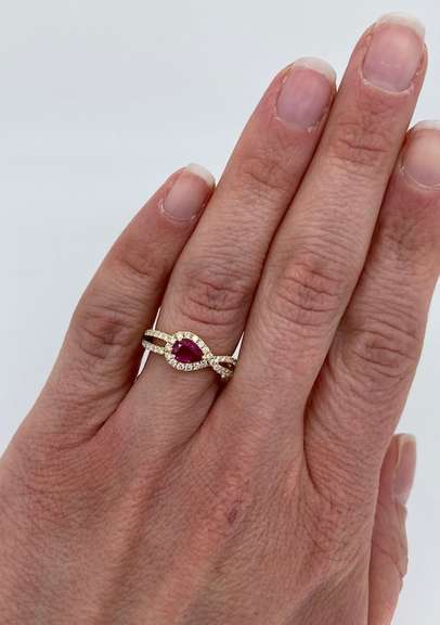 Ruby and Diamond Halo Style Ring