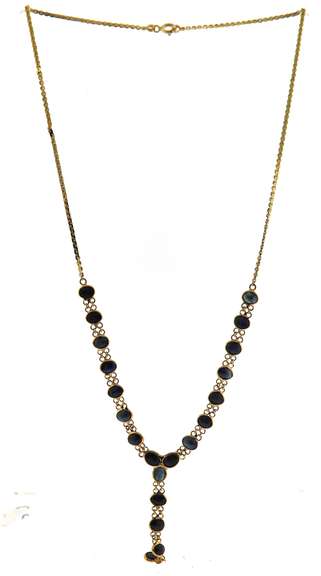 Stunning Yellow Gold Bezel Set Sapphire "Y" Necklace
