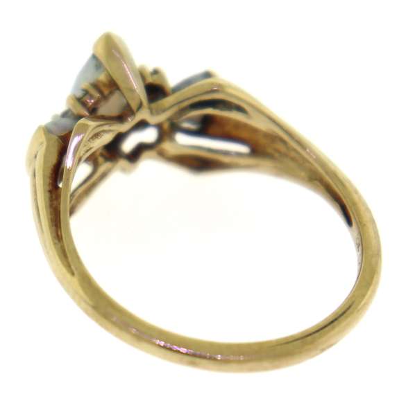 Pretty Synthetic Opal and Diamond Accent Ring