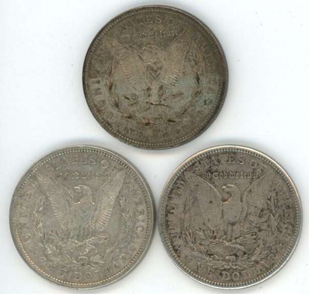1921 P-D-S Morgan Silver Dollars. Nice circs