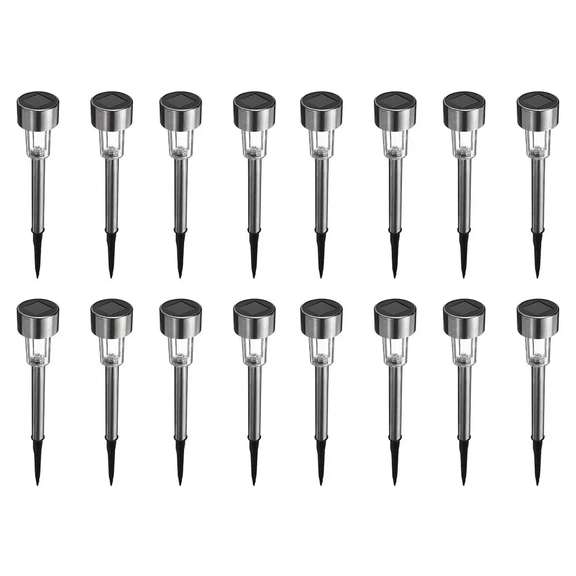 16pcs LED Solar Stainless Steel Lawn Lamps