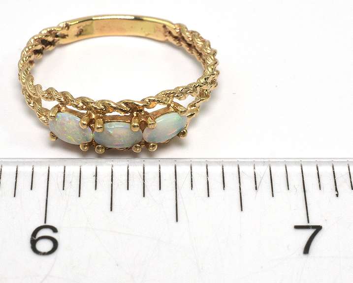 Opal Band Ring in Yellow Gold