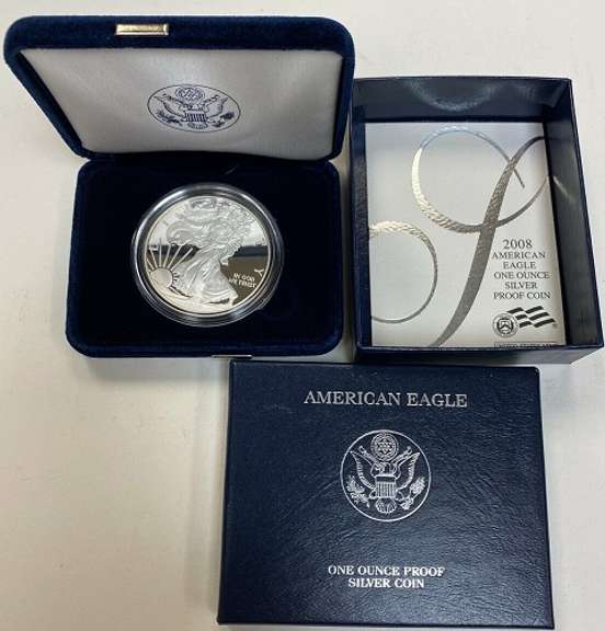 (2) DCAM Proof $1 U.S. Silver Coins 2007 Littlerock  & 2008 Silver Eagle!