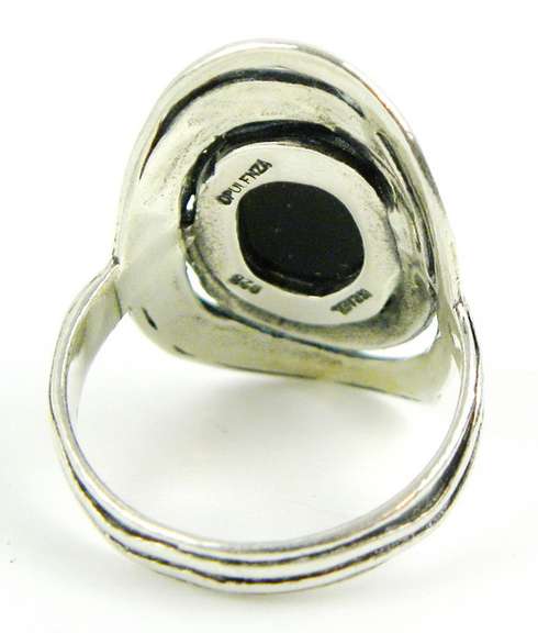 Opulenza Wide Sterling Black Onyx Ring, 10