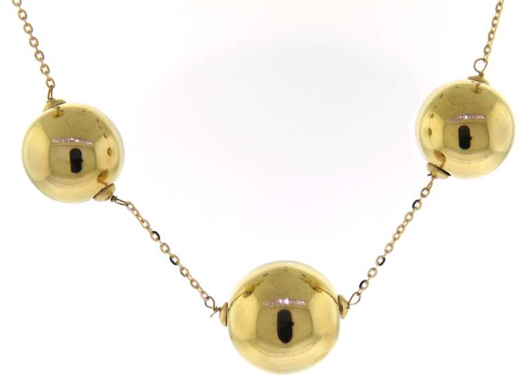 Elegant Yellow Gold Ball Station Necklace