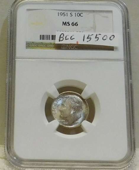 1951-S Roosevelt Dime  NGC MS-66