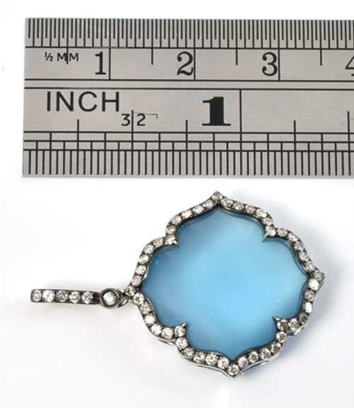 Enchanting Blue Topaz & Diamond Pendant in 14K WG