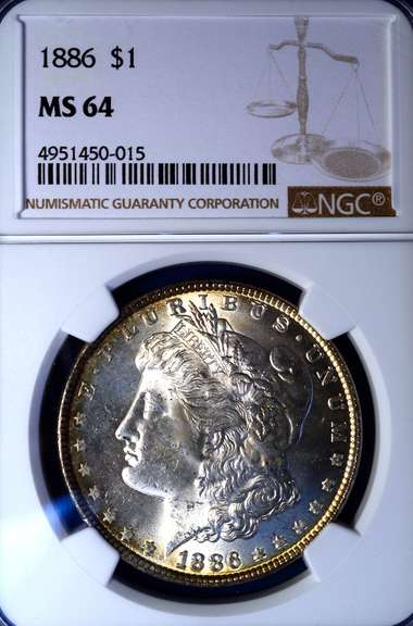 1886 Morgan Silver Dollar, MS64 NGC
