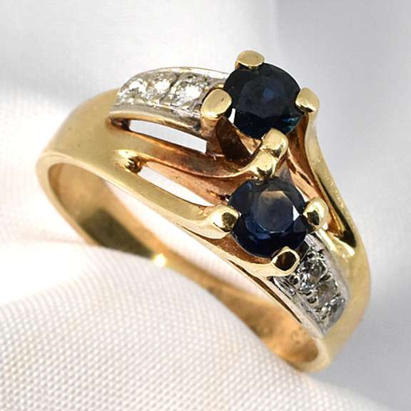 Double Sapphire & Diamond Ring