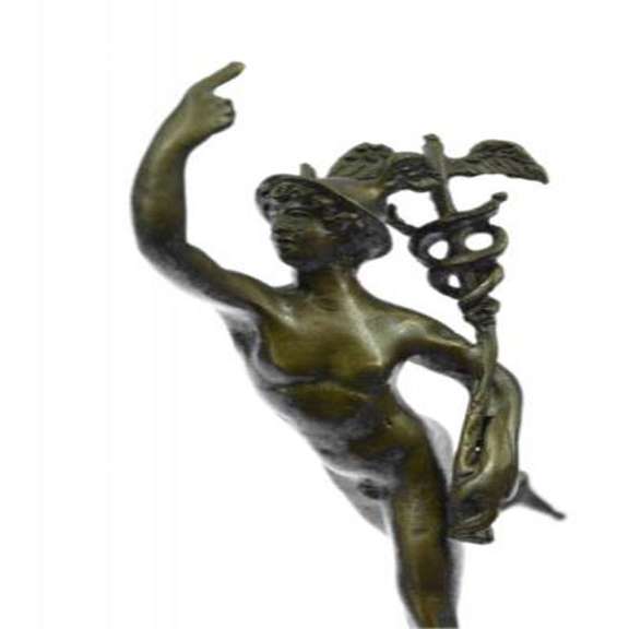 Hermes Elegant Male Nude Mercury Bronze Statue