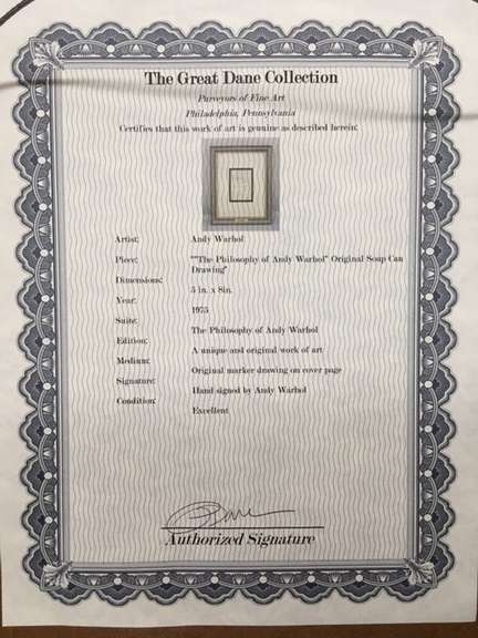 ANDY WARHOL WARHOL THE PHILOSOPHY OF ANDY WARHOL ORIGINAL SOUP CAN DRAWING