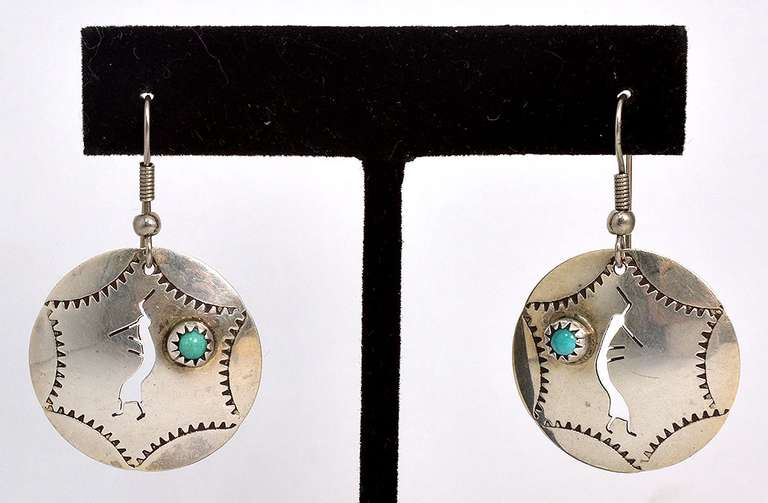 Kokopelli Cut Out Dangle Earrings in Sterling Silver