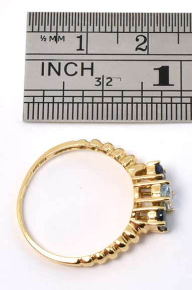 Sapphire and Aqua 3 Stone Ring