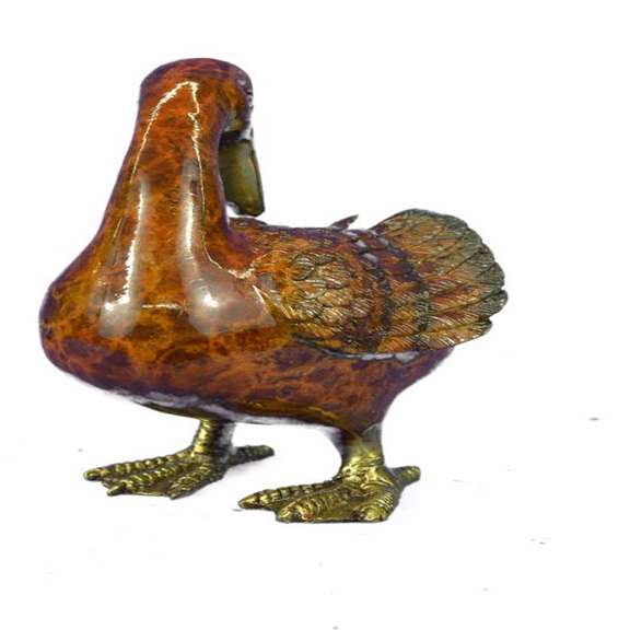 Standing Duck Brass Cold Painted Bird Sculpture