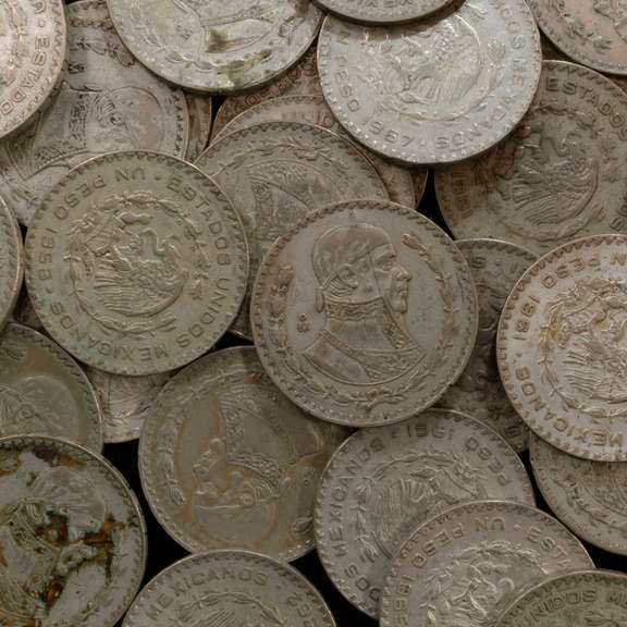 38 Various Mexico Silver Pesos. 1957-1967