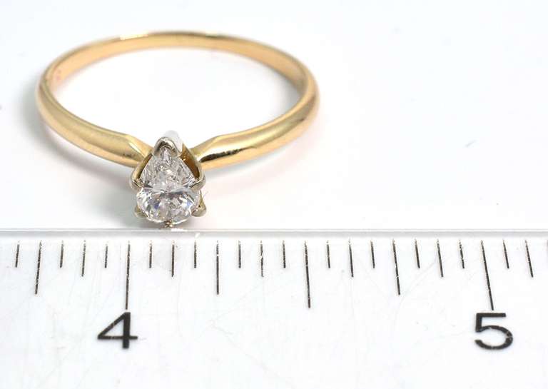 1/2CT Pear-Cut Diamond Solitaire Ring in 14KT Yellow Gold