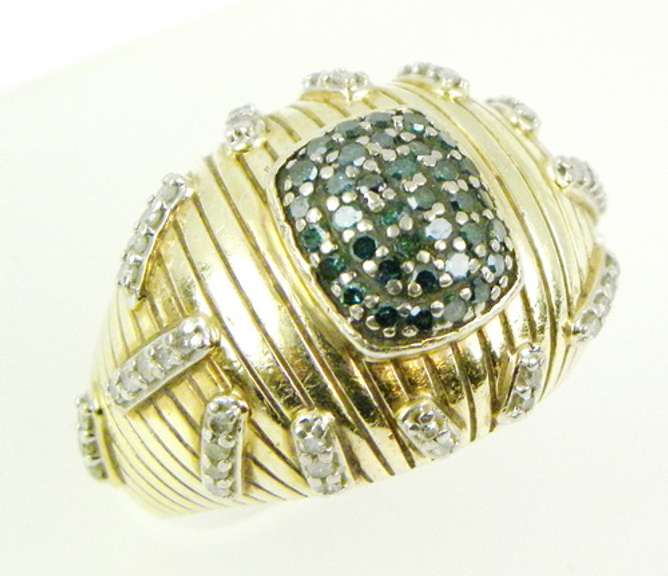 Stellar Sterling Vermeil Blue & White Diamond Ring, 9