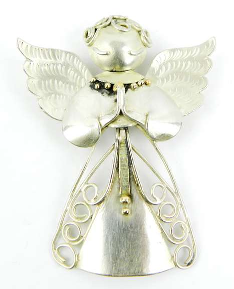 1960's Pettee Large Sterling Angel Pin/Pendant