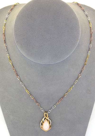 Elegant Opal & Diamond Necklace in Vermeil