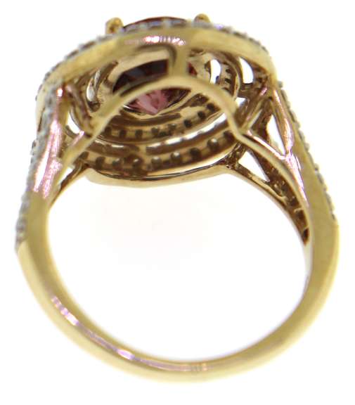 Lustrous Tourmaline w Diamond Double Halo Ring