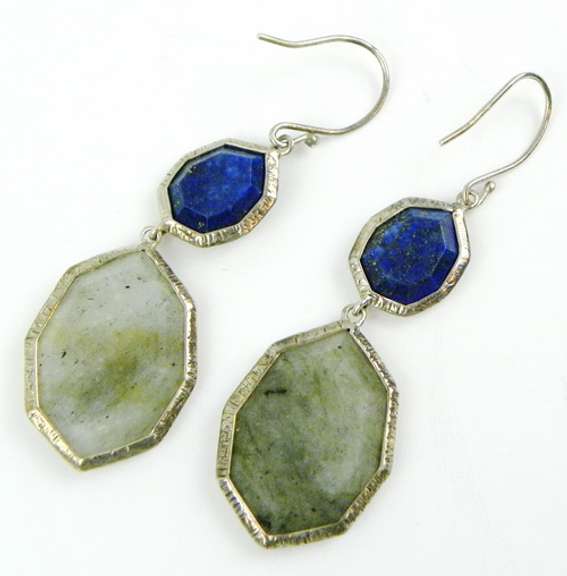 Silpada Sterling Lapis & Green Stone Earrings