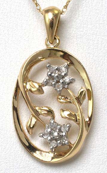 Diamond Pendant & Chain in Yellow Gold