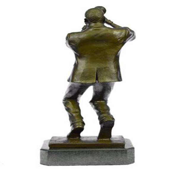 Trumpet Player Bronze Sculpture on Marble Base Statue