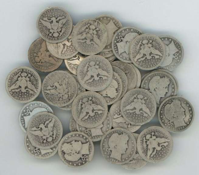 Bag of 40 assorted Full Date circ Barber Head Quarters