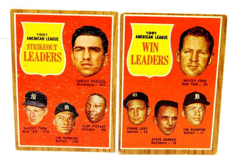 2 1962 A.L. Strikeout & Win Leaders Baseball Cards