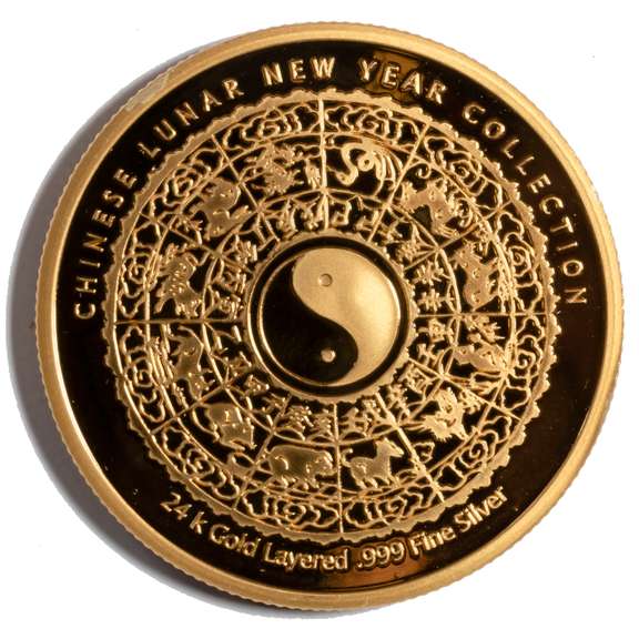 2010 24 K On Top Of 1 Troy Ounce Silver Lunar Tiger Proof