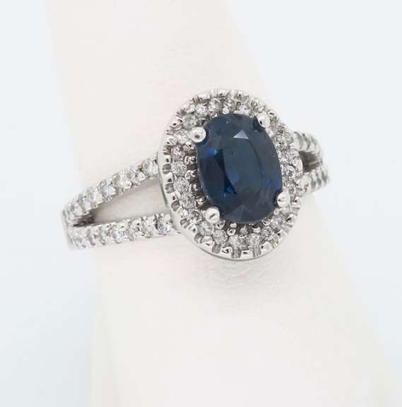 Sapphire and Diamond Halo Ring